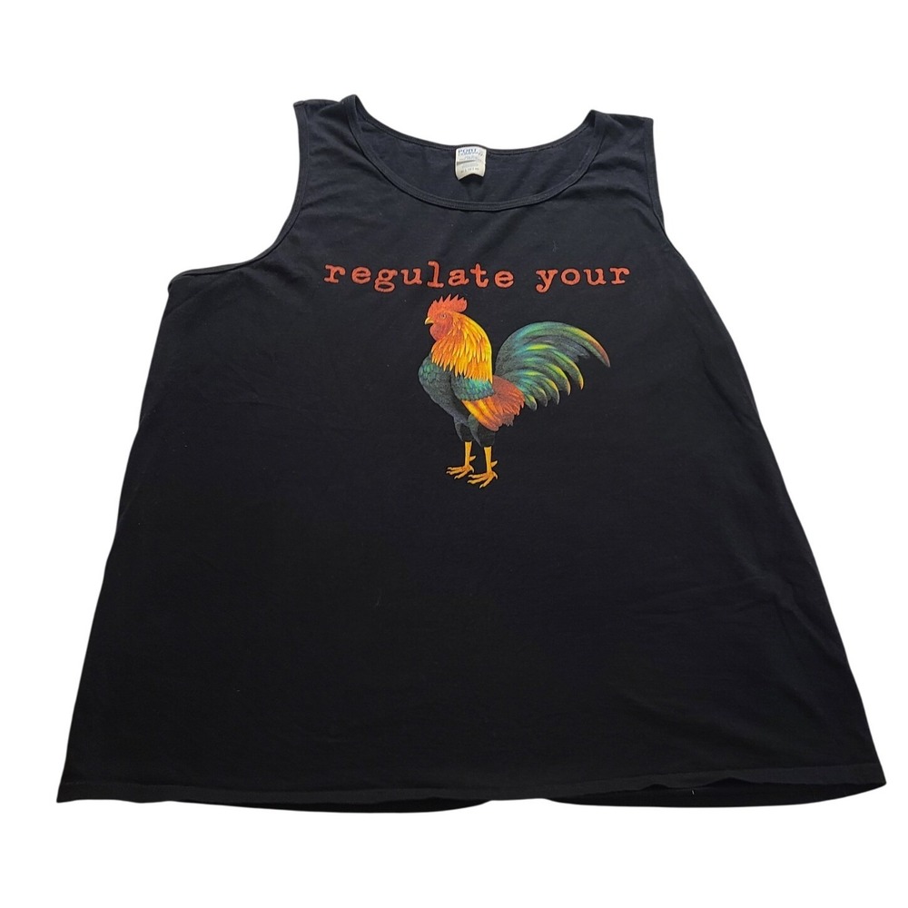 Port & Company Regulate Your Rooster Graphic Tank Top Black Men's Sleeveless XL